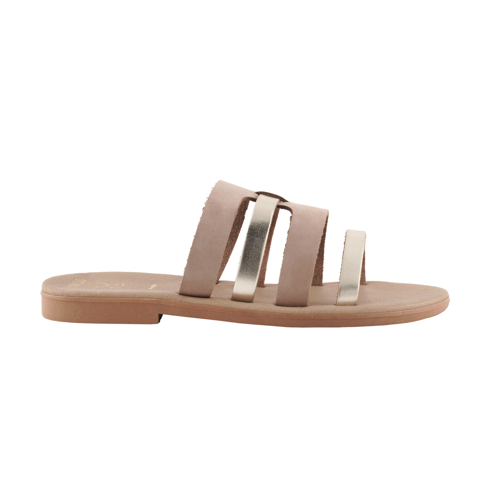 Sandals-Soft-Strappy-Slides-Gold-Aigli-208 Σανδάλια Μαλακά Strappy Slides Χρυσά Αίγλη (208) 1