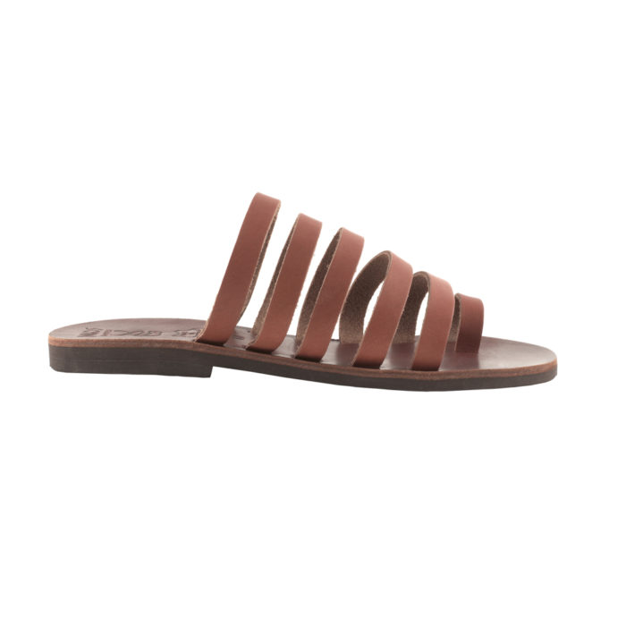 Sandals Strappy Slides Brown Black Alkistis (123) 1