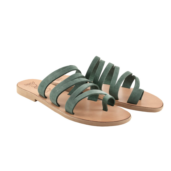Sandals Green Strappy Slides Ariadne (183) 1