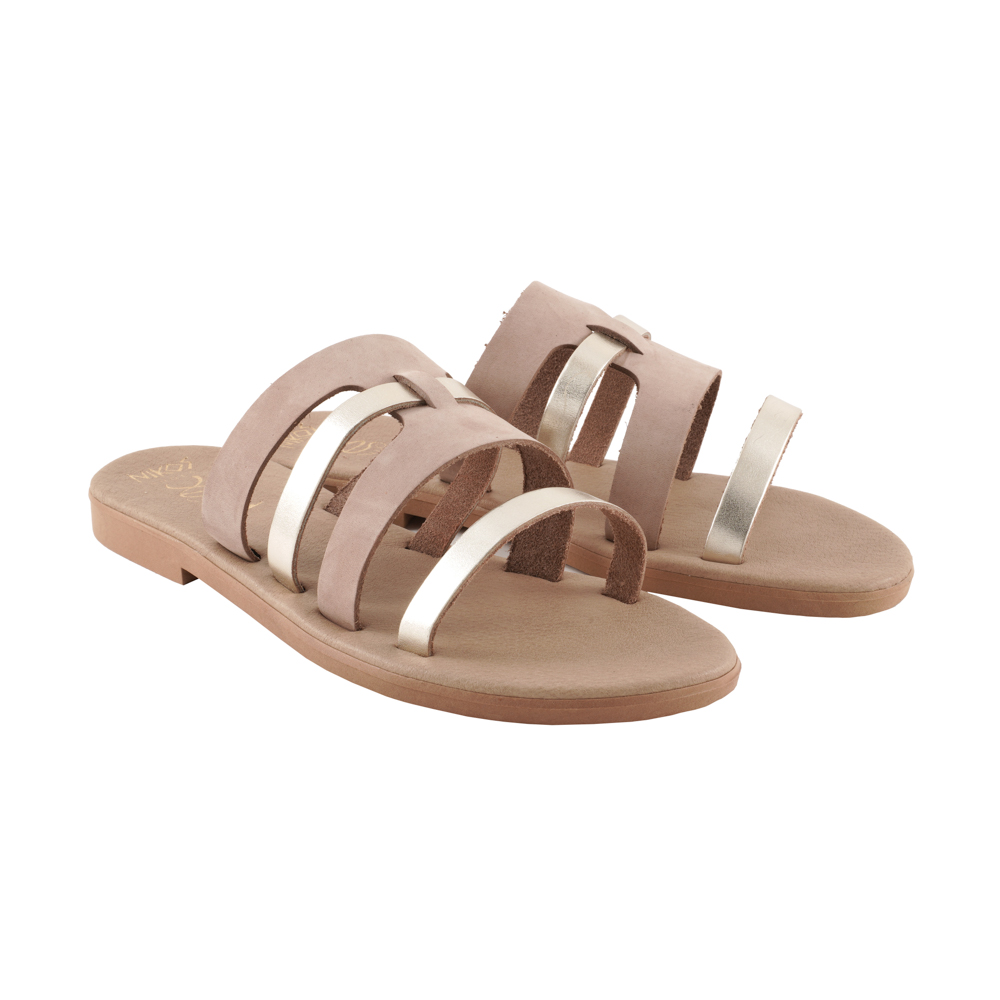 Strappy-Sandals-Soft-Slides-Gold-Aigli-208 Σανδάλια Μαλακά Strappy Slides Χρυσά Αίγλη (208) 2