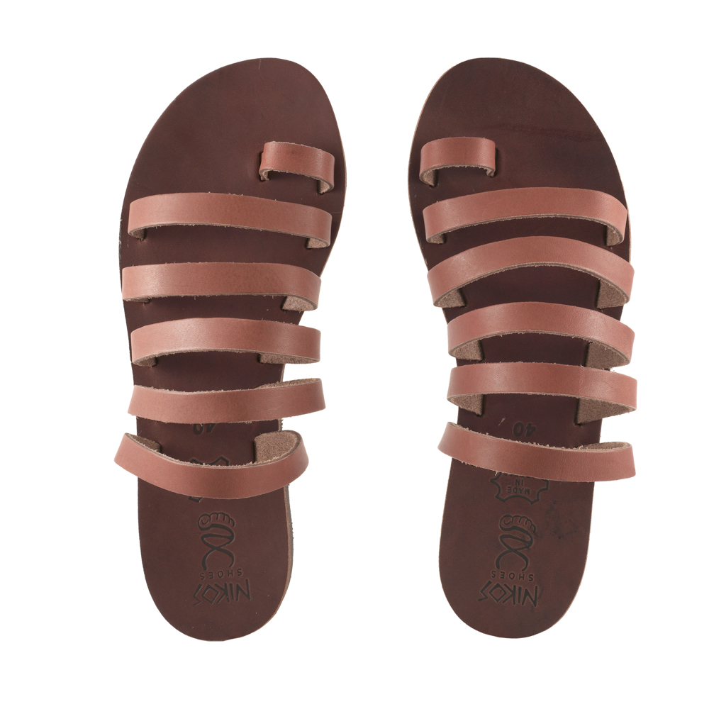 Σανδάλια Strappy Slides Καφέ Μαύρα Άλκηστη (123) 4