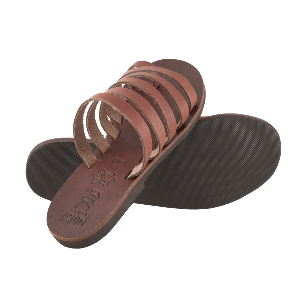 Σανδάλια Strappy Slides Καφέ Μαύρα Άλκηστη (123) 3