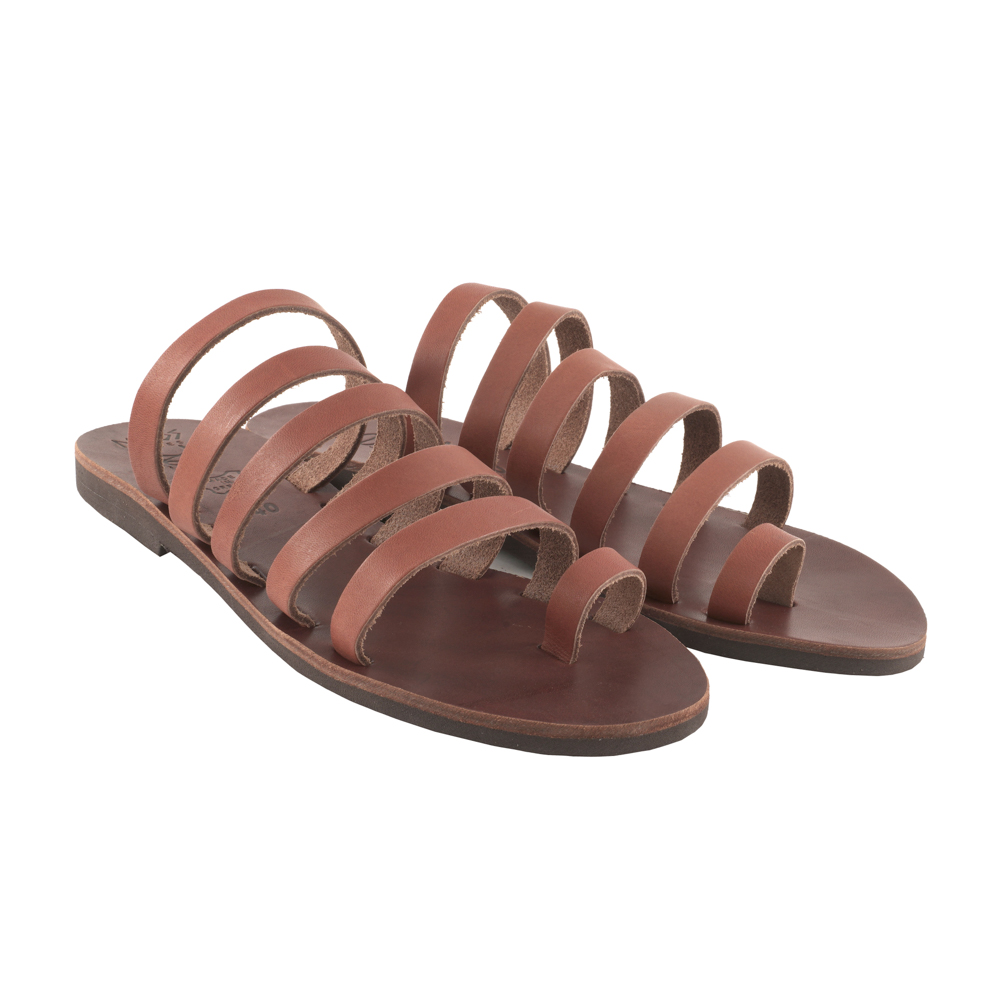Σανδάλια Strappy Slides Καφέ Μαύρα Άλκηστη (123) 2