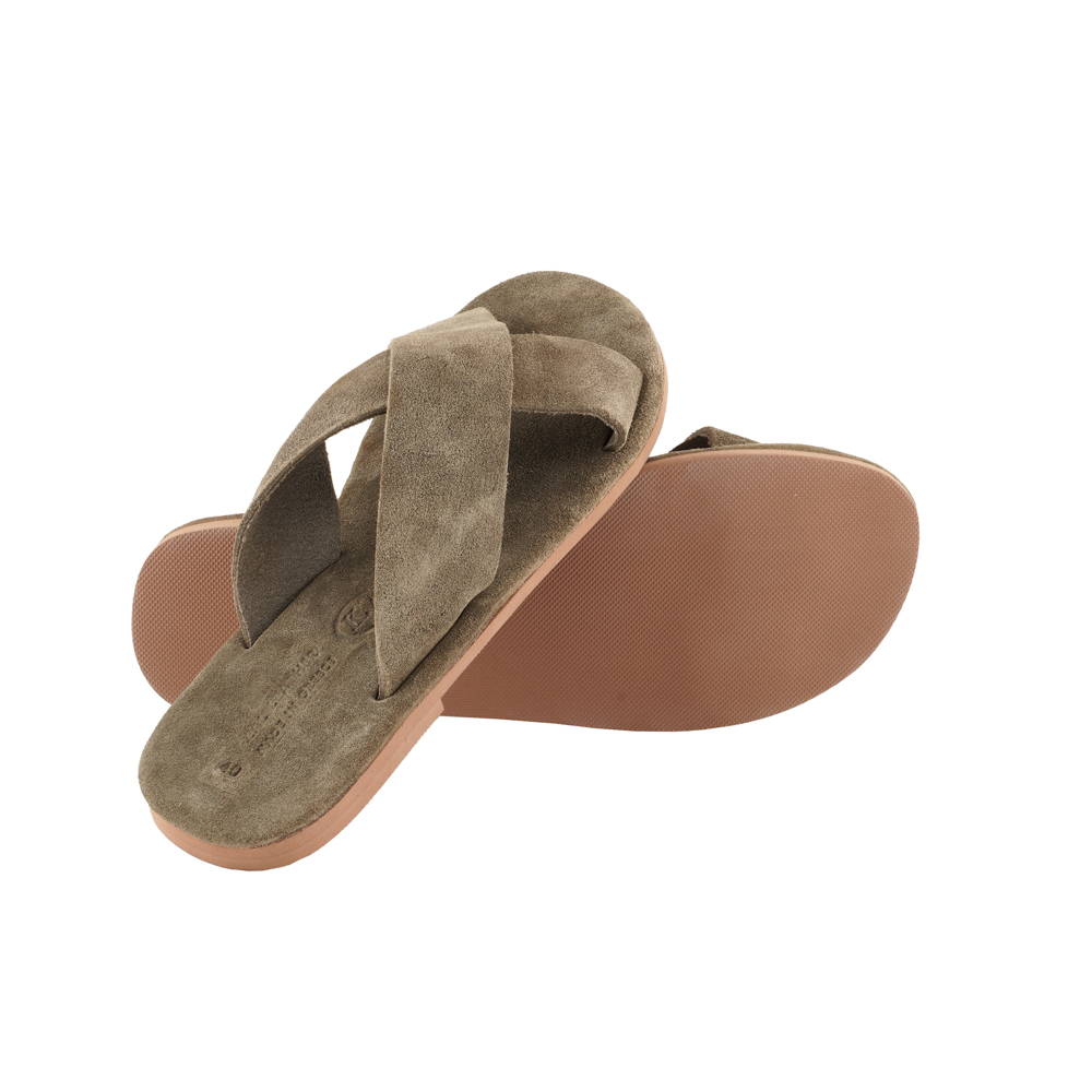 Crisscross-Women-Suede-Sandals-OliveGreen-Helen-46 Σταυρωτά Σανδάλια Γυναικεία Καστόρινα Ελένη (46) 3