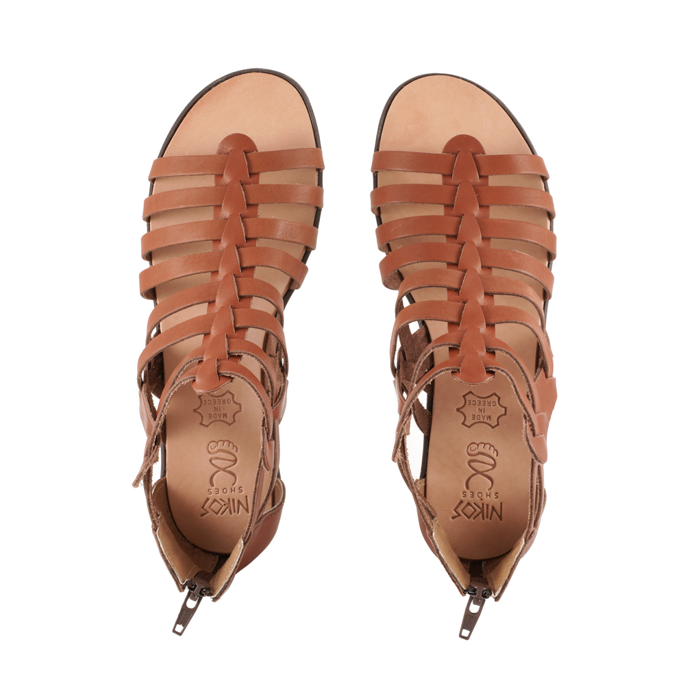 Gladiator-Low-Heels-Brown-Sandals-Euterpe-405 Σανδάλια Μονομάχου με Χαμηλό Τακούνι Ευτέρπη (405) 4