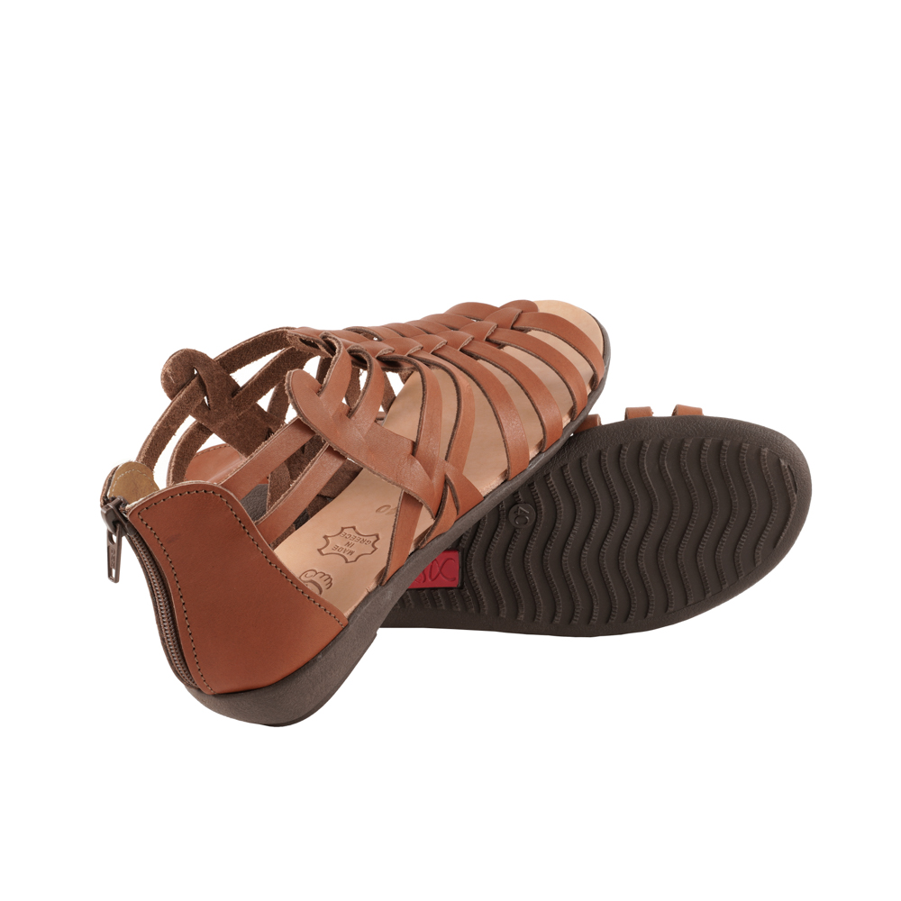 Gladiator-Low-Heels-Sandals-Brown-Euterpe-405 Σανδάλια Μονομάχου με Χαμηλό Τακούνι Ευτέρπη (405) 3