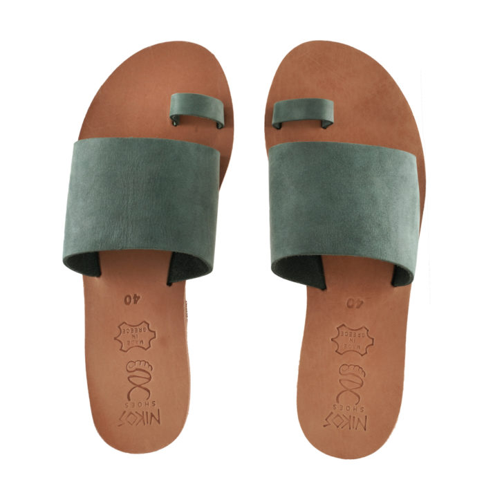 Sandals Leather Green Slides Minthi (153) 4