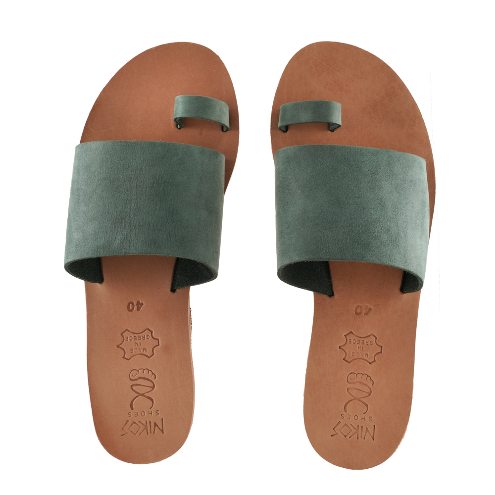 Green-Slides-Leather-Sandals-Minthi-153 Σανδάλια Δερμάτινα Πράσινα Slides Μίνθη (153) 4