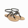 Black Sandal with Stones Leather Shoes Rhodes (594) 6