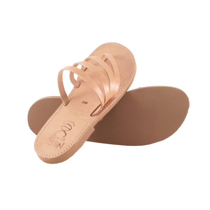 Sandals Slides Strappy Natural Leather Electra (118) 3