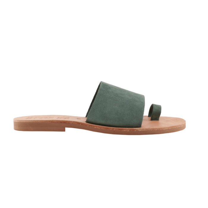 Sandals Leather Green Slides Minthi (153) 1