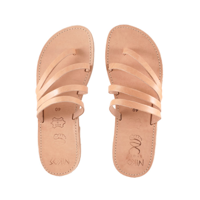 Sandals Slides Strappy Natural Leather Electra (118) 4