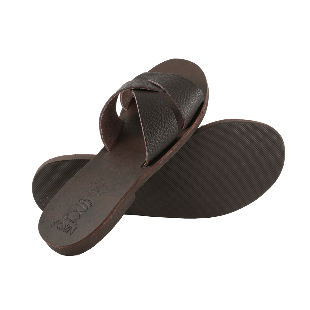Sandals-embossed-in-brown-dark-Alia-214 Σανδάλια ανάγλυφα σε σκούρο καφέ Αλία (214) 3