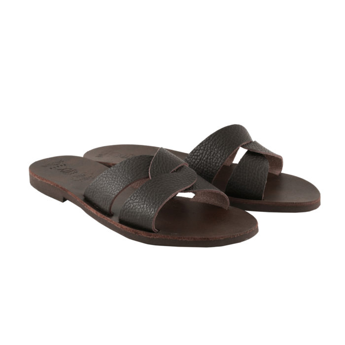 Sandals embossed in dark brown Alia (214) 2