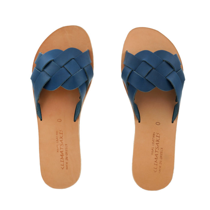 Blue Sandals with Knitted Pattern Urania (831) 4