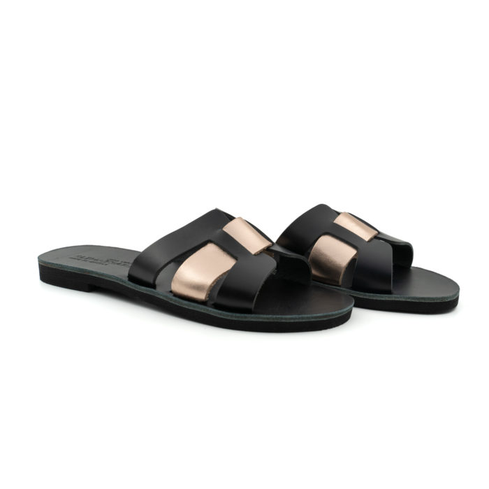 Sandals - Pink Gold and White Black Slides Ekavi (835) 2