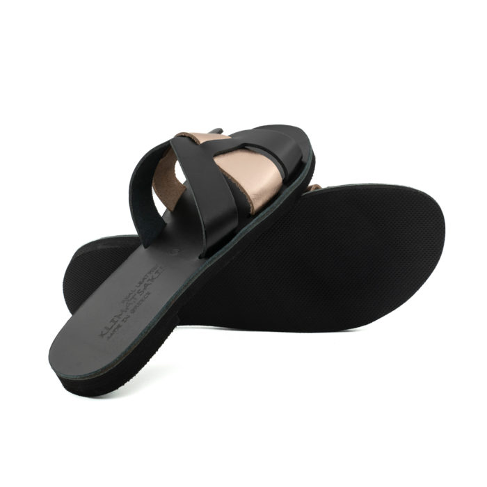 Sandals - Pink Gold and White Black Slides Ekavi (835) 3
